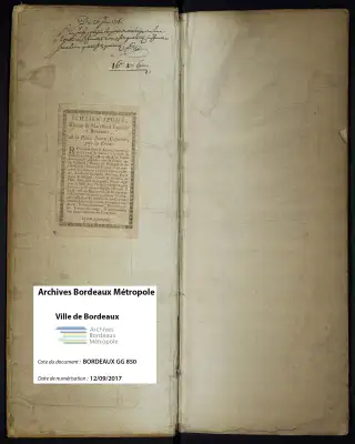 Archives Bordeaux Métropole, GG 850, page 2
