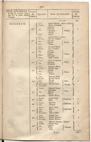 Dénombrement général des Juifs d'Alsace (1784) — f0001, page 289