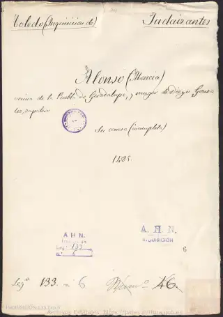AHN, Inquisición, 133, Exp. 6, page 1