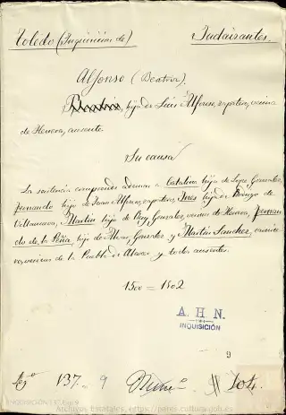 AHN, Inquisición, 137, Exp. 9, page 1