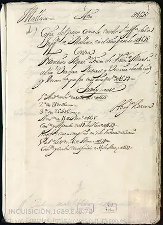 AHN, Inquisición, 1689, Exp. 7d, page 1