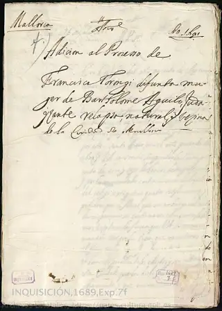 AHN, Inquisición, 1689, Exp. 7f, page 1