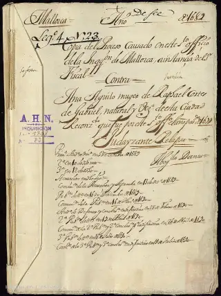 AHN, Inquisición, 1708, Exp. 23, page 1