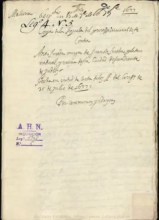 AHN, Inquisición, 1708, Exp. 5, page 1