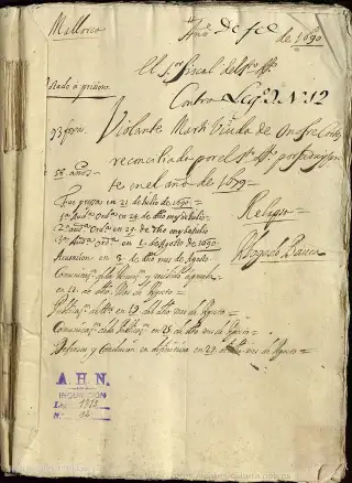 AHN, Inquisición, 1713, Exp. 12, page 1