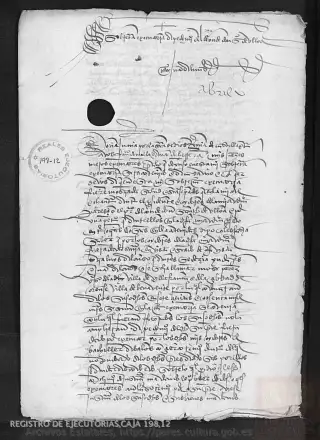 ARCHV, Registro de Ejecutorias, caja 198, 12, page 1