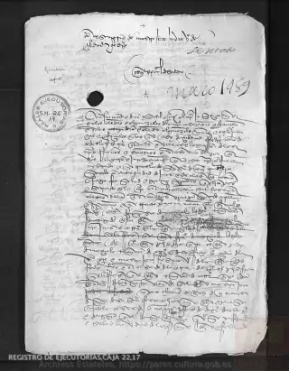 ARCHV, Registro de Ejecutorias, caja 22, 17, page 1