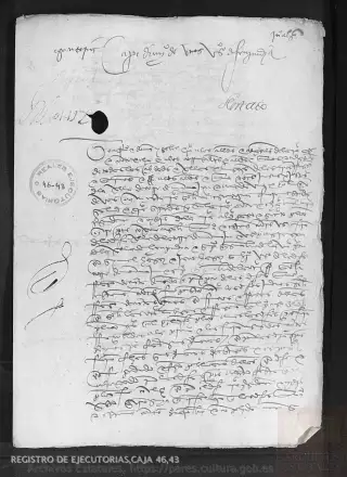 ARCHV, Registro de Ejecutorias, caja 46, 43, page 1