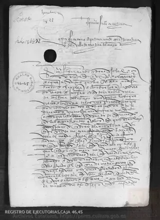 ARCHV, Registro de Ejecutorias, caja 46, 45, page 1