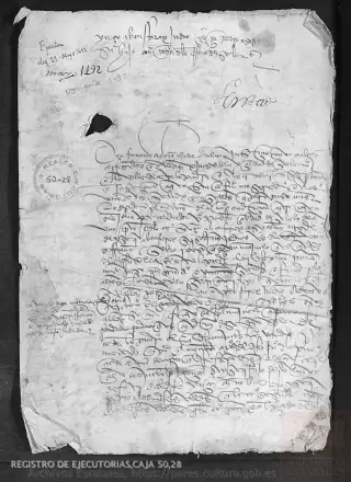 ARCHV, Registro de Ejecutorias, caja 50, 28, page 1